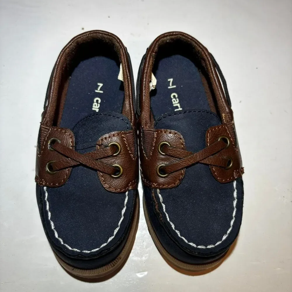 Carter-s Men's Brown and Navy Boat-shoes